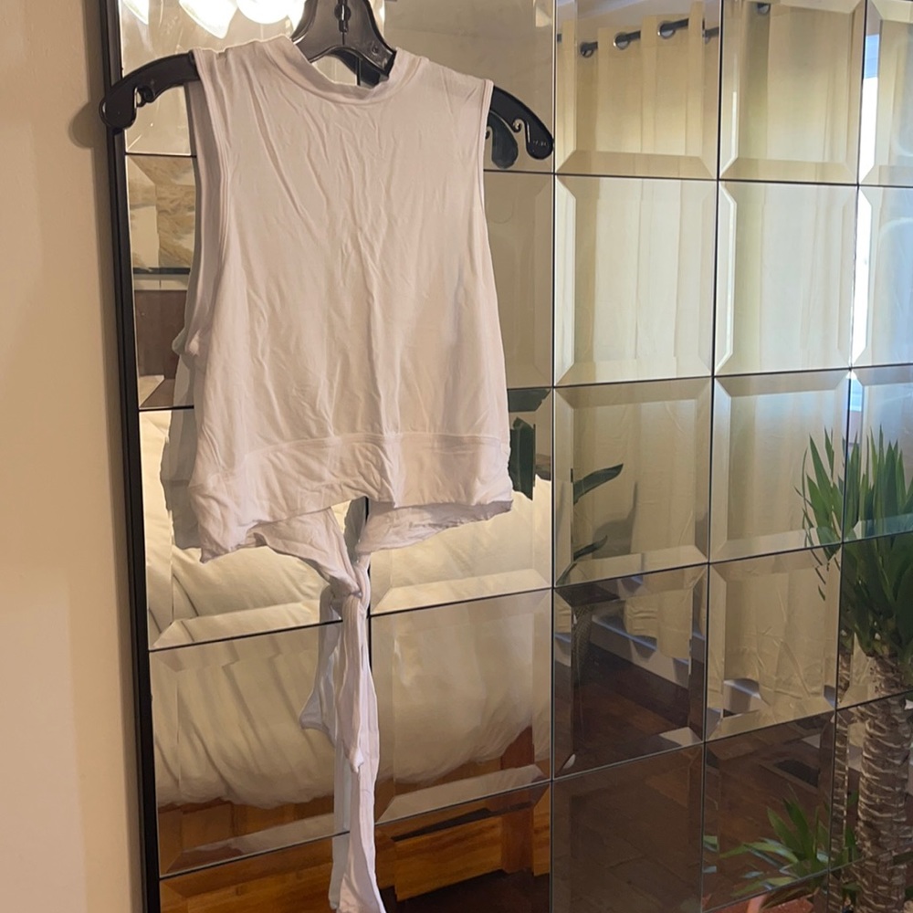 Tie Back White Muscle Tank OS